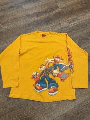 Vintage JNCO Flamehead Youth Large Long Sleeve Y2K T Shirt Skater Grunge Flames