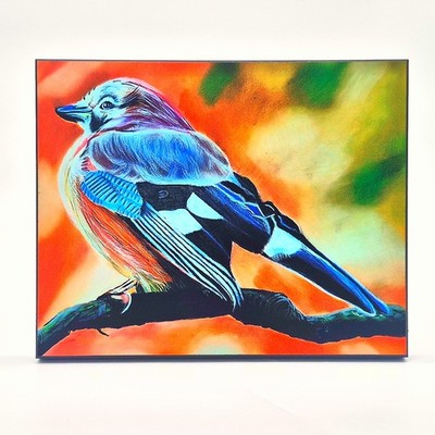   Original Blue Jay Art   8x10 Aluminum Mounted on Wood Panel, ready to hang
