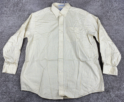 L.L. Bean Button Up Shirt Men's 16.5 32 Long Sleeve Yellow Multi Check