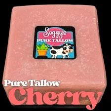 Bar Soap, Beef Tallow, Cherry, Handcrafted, All Natural, 5-6 oz