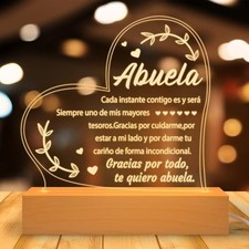 Spanish Birthday Gift - Regalos para Abuela Engraved Acrylic Heart Grandma