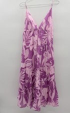 Lulus Womens Large Island Attitude Tropical Floral Tiered Backless Maxi Dress