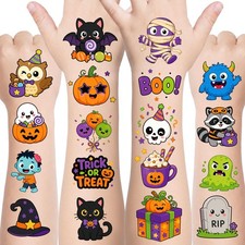 Halloween Temporary Tattoos For Kids, 96 Pre-cut Designs, Party Favors