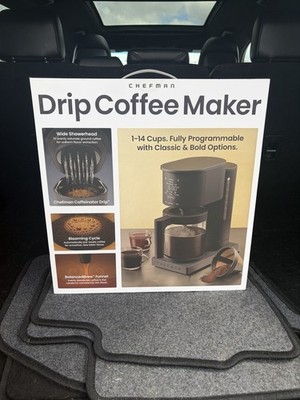 Chefman Caffeinator 14-Cup Programmable Coffee Maker Drip Machine Black NEW