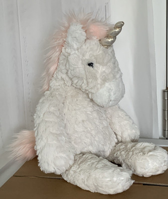 Mary Meyer 15'' Unicorn White Fuzzy Pink Mane Tail Plush Stuffed Animal Lovey