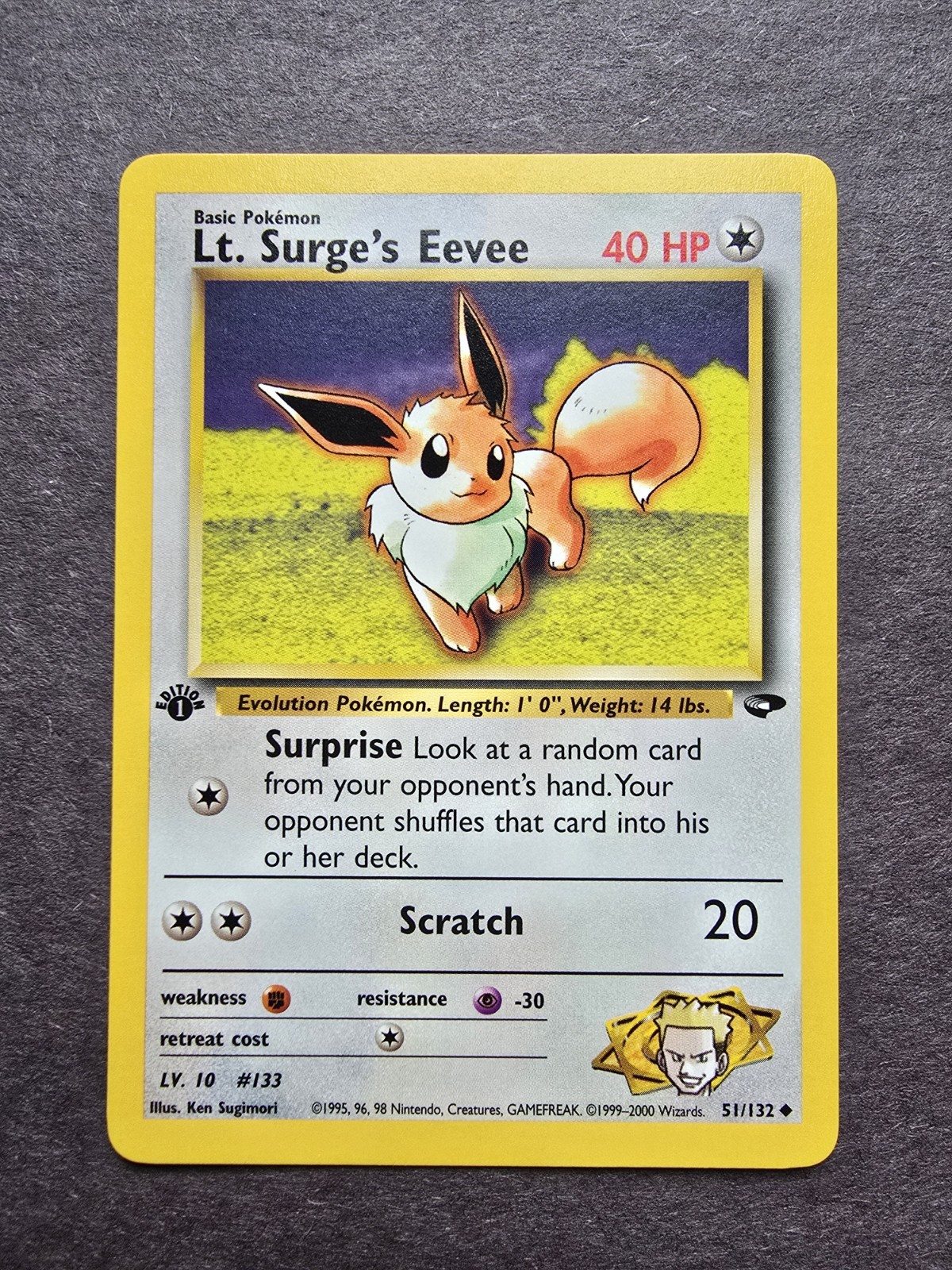 Lt. Surge's Eevee 51/132 Gym Challenge  1st Edition Near Mint