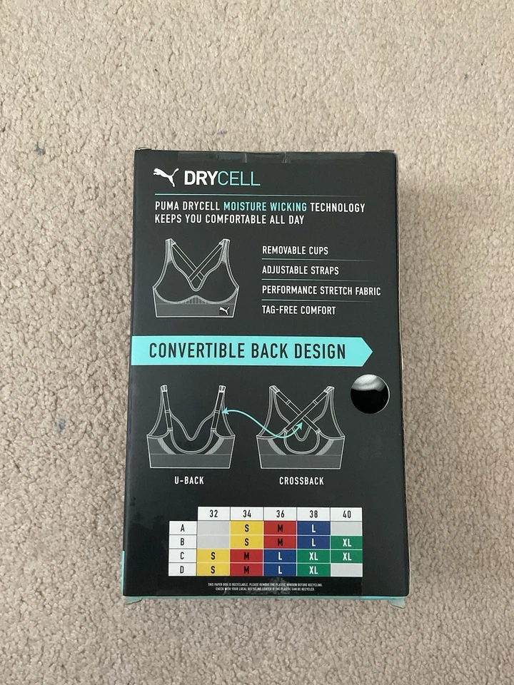 PUMA Seamless Sports Bra 2-Pack Convertible Back, Black/White, Size XL - Image 3 of 3