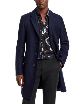 Hugo Men's Blue Migor Wool & Cashmere Slim Fit Top Coat 36R RTL: $595.00
