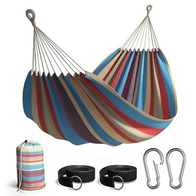 Hanging Rope Chair with Carrying Pouch Outdoor Swing Hammock Striped Color