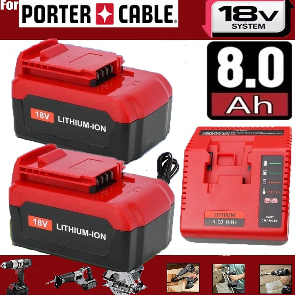 2Pack 18 Volt 8.0Ah Battery for Porter Cable 18V PC18BLX PC1