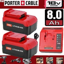 2Pack 18 Volt 8.0Ah Battery for Porter Cable 18V PC18BLX PC18BL OR Charger