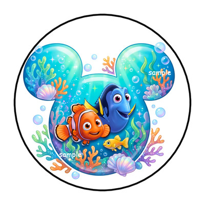 30 NEMO STICKERS ENVELOPE SEALS LABELS FAVORS TAGS 1.5'' ROUND CUSTOM MADE DORY