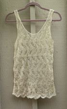 Hand Knitted Unique Cream Women  s Vest Size Small 4-6 