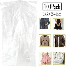 100 Pack Garment Bag Transparent Clothing Dust Cover 60x90cm,