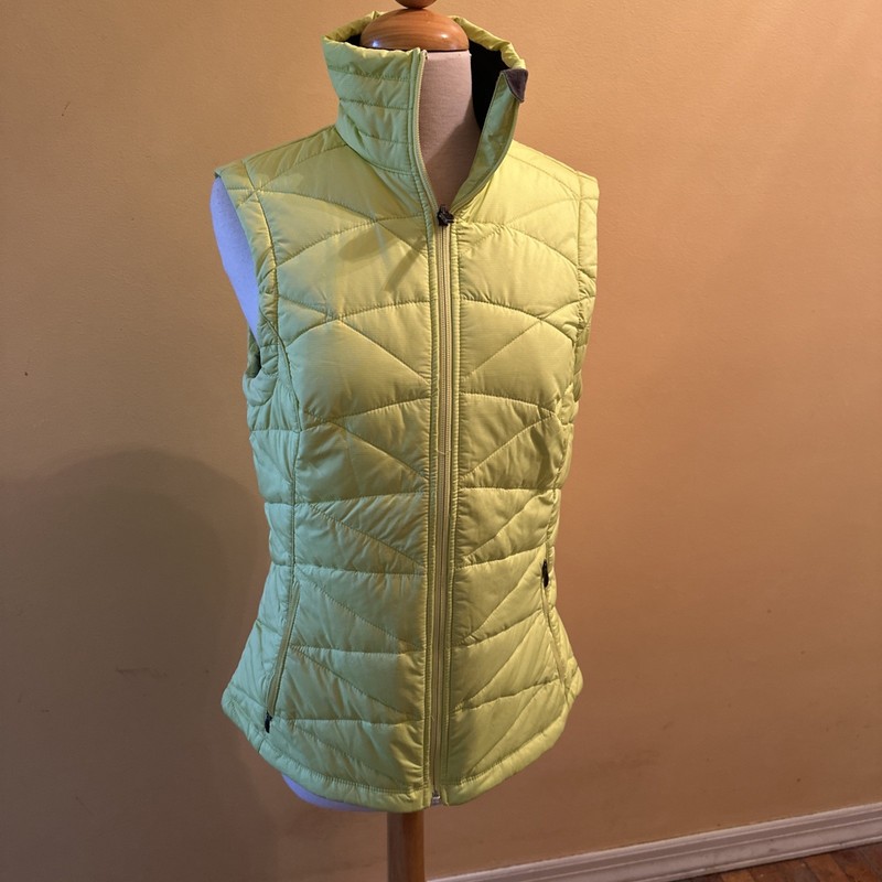 Woman’s  Columbia Vest Lime Greenish Yellow Small, Black Interior Omni-heat