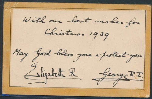 LS84479 Great Britain 1939 christmas George VI & Elizabeth postcard used