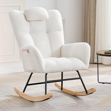 Garvee Nursery Rocking Chair, 300Lb Glider Chair with Wood Legs/Two Side Pockets