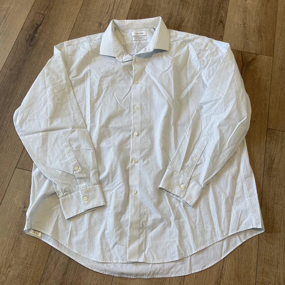 Calvin Klein Men's light Blue Infinite Wrinkle Free Slim Fit Shirt - 18.5x34/35 - Image 3 of 4