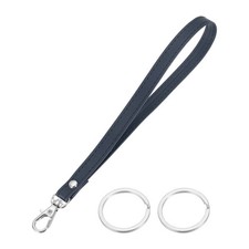 7 Inch Wristlet Strap PU Leather with 2 Silver Rings for Clutch Blue 