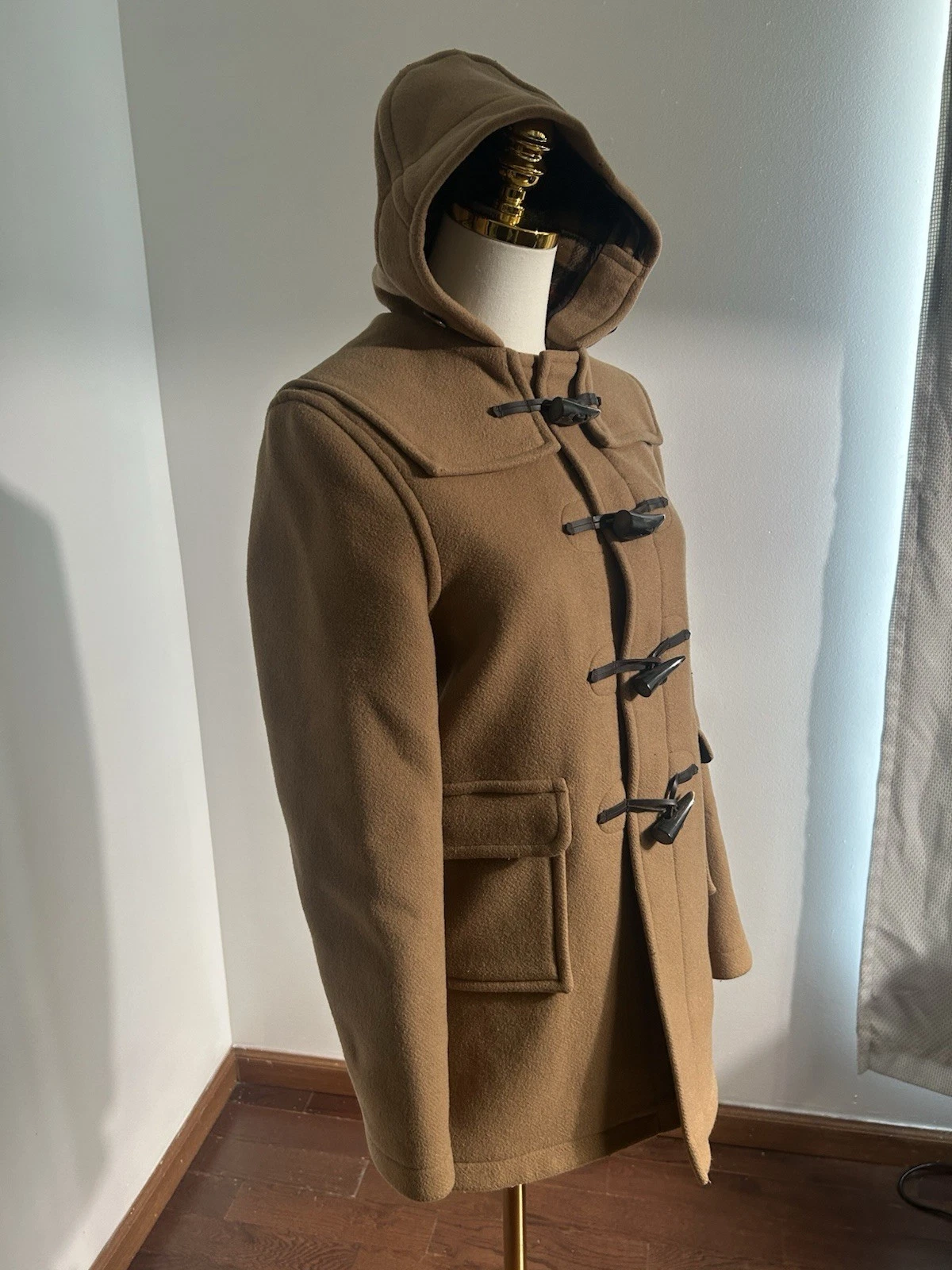 Gloverall Original Collection Camel Duffle Coat Wool Toggle Made England - product detail image 3