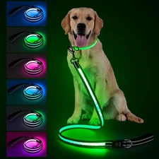 4 Ft LED Dog Leash, Light Up & Lighted Dog Leash, 7 Lighting Modes, Glow in T...