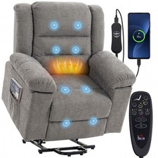 HOMCOM Oversized Riser Recliner Chair with Vibration Massage and Heat, Grey