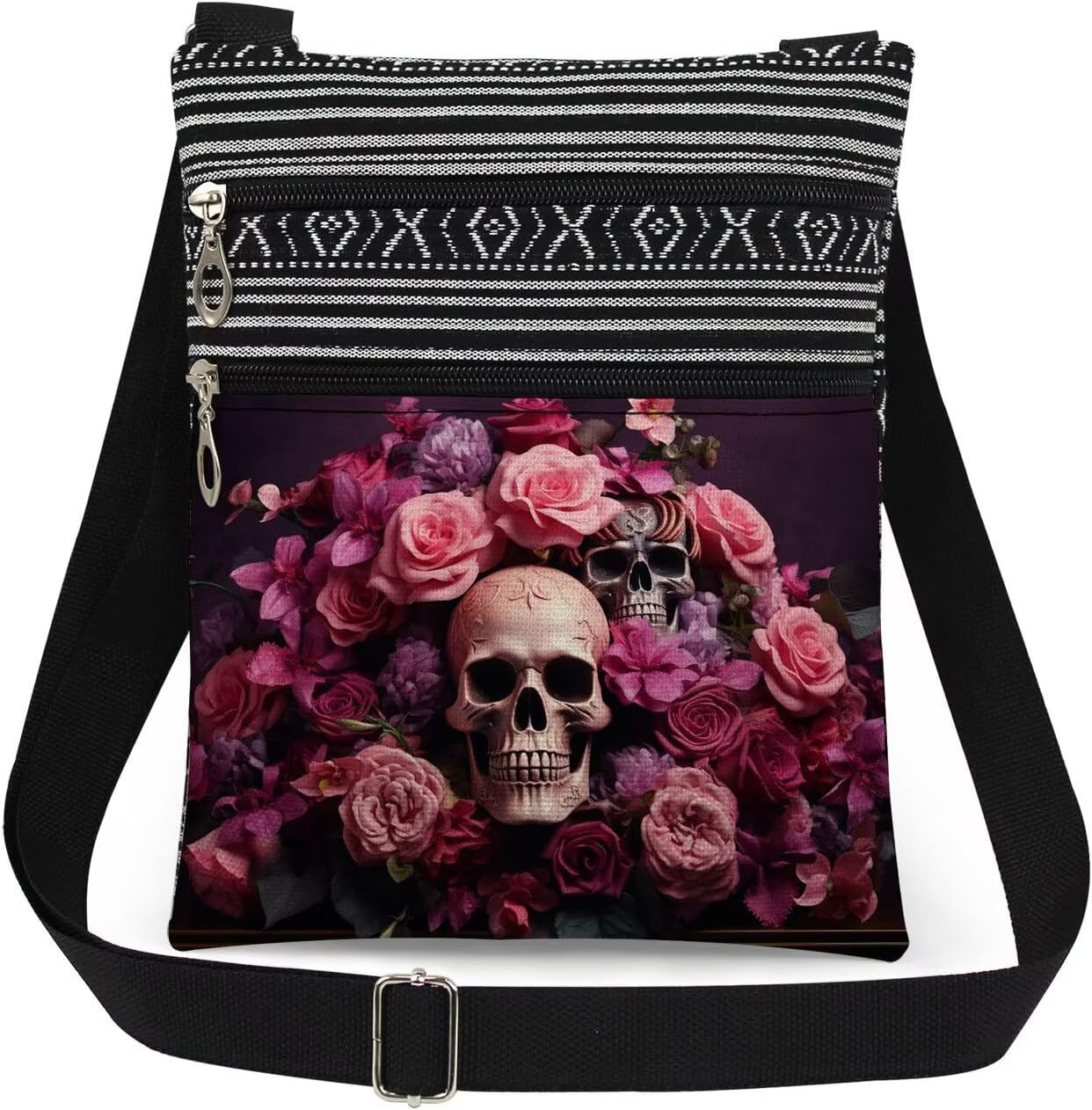 Halloween Gifts for Women Skull Messenger Bag Adjustable Strap Crossbody Pouch Z