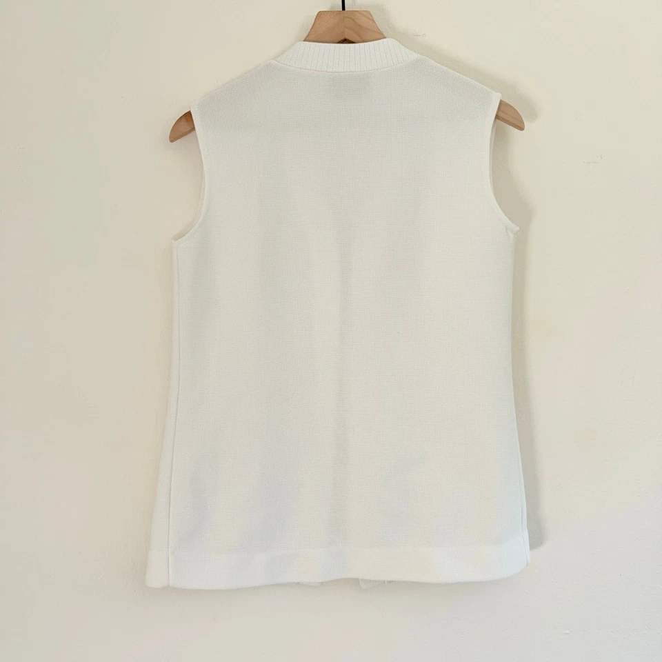 Hedy Knits Women's White Knit Button-Front Vest Size Small - Image 2 of 4