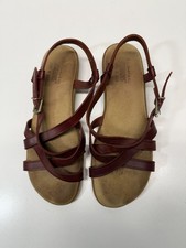Vtg GH Bass Sunjuns Sandals Made In USA Women’s Oxblood Strappy Backsling 7.5 W