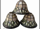 Vintage Set/3 Stained Glass Lamp Shades 8 1/2” 6” Tiffany Style Ceiling Lights