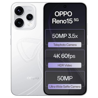 Oppo Reno15 5G (White, 8GB RAM 256GB Storage) 7 Gen 4 Processor Global Version.