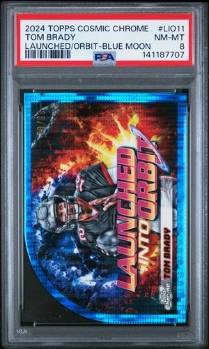 2024 TOPPS COSMIC CHROME LAUNCHED INTO ORBIT BLUE MOON TOM BRADY 38/99 PSA 8