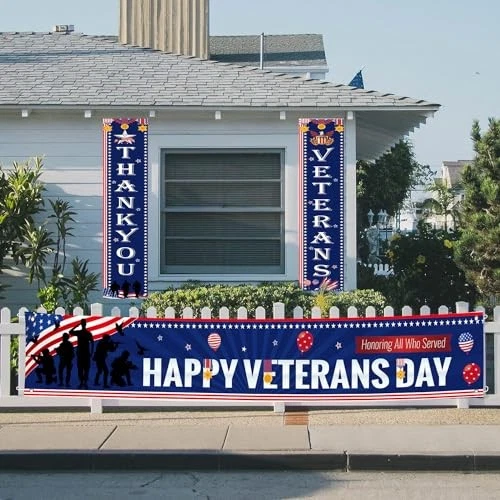Decoraciones del Día de los Veteranos Feliz Día de los Veteranos Banner Gracias Día de los Veteranos Foto 3 de 4
