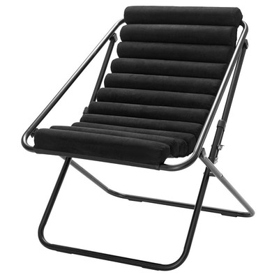 Ribbed Folding Sling Lounge Chair Comfortable Accent Chair Indoor Outdoor Use