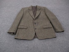 Harris Tweed Jacket Mens 48 Brown England Wool Sports Coat Blazer Business