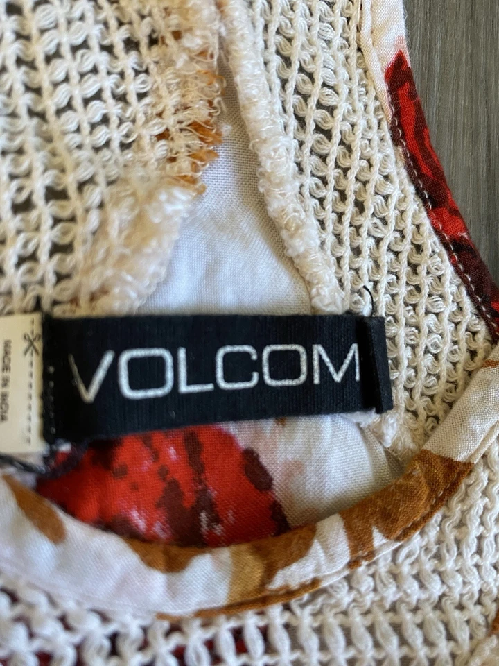 Volcom Red Floral White Tank Top Women’s Racer Back - Image 3 of 4