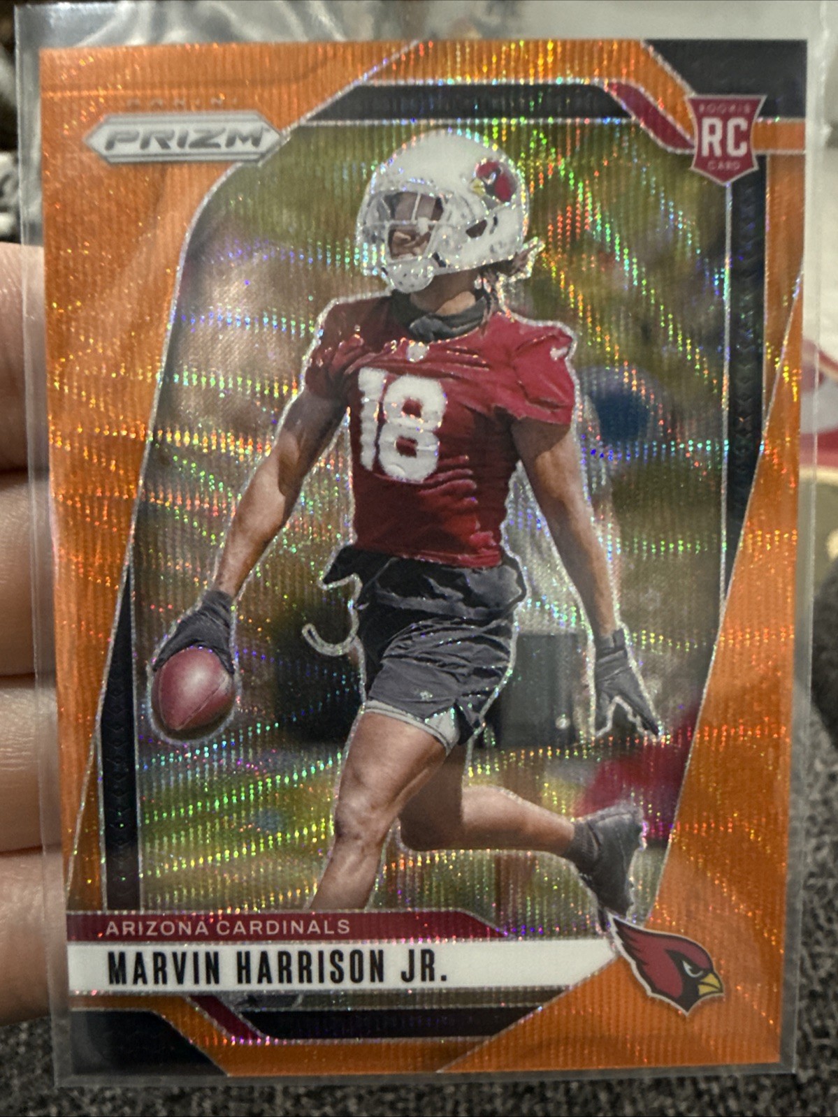 Marvin Harrison Jr. 2024 Rookie Prizm Orange Wave RC /60 #375 SSP Cardinals 🔥🏈