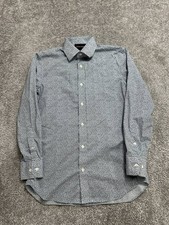 Bonobos Dress Shirt Men 15.5 Gray Cotton Ditsy Floral Stretch Slim Fit Button Up