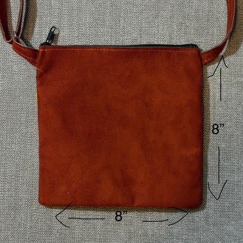 Embroidered Parrot Floral Small Crossbody Bag Women Suede Look Adjustable Strap - Picture 6 of 6