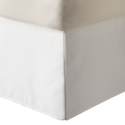 3 Sided Tailored Bed Skirt - Solid White 625  TC Egyptian Cotton - Open Corner