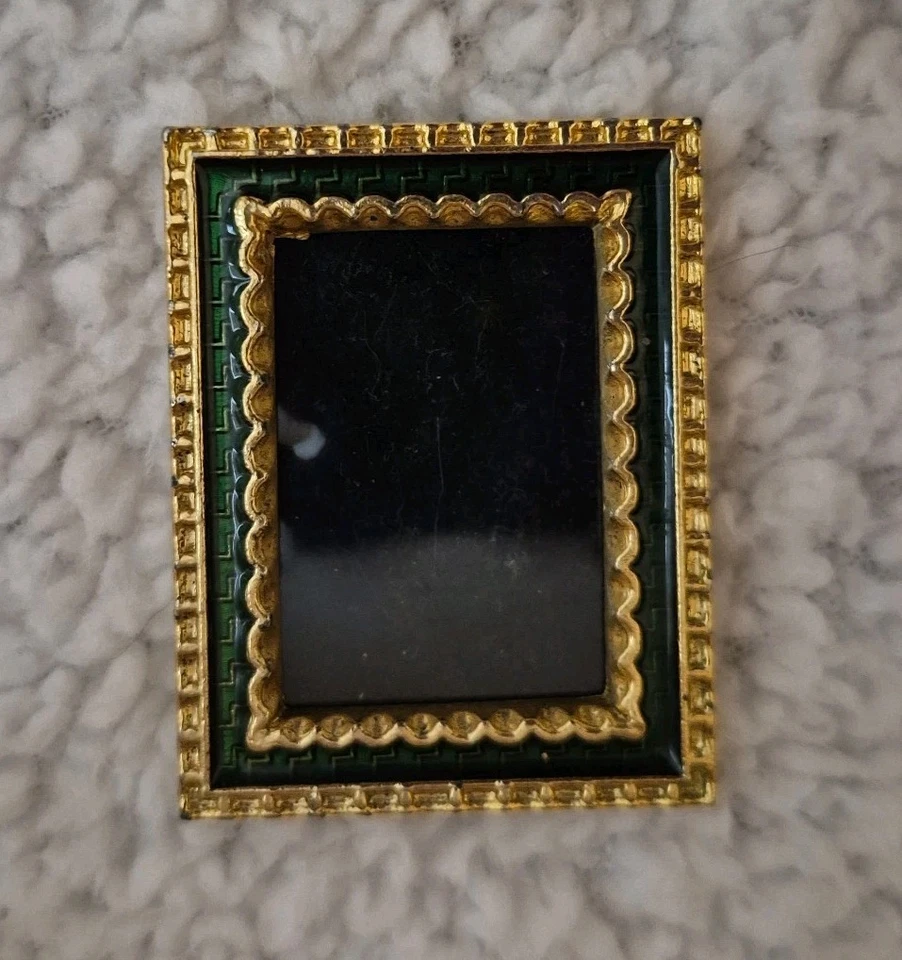 "Marco de fotos en miniatura para casa de muñecas dorado verde esmeralda 1x1,5 ajuste marco de 1,5 X2""" Foto 2 de 4