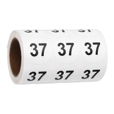 1.2" Small Round Number Stickers Roll, 1000 Pcs Circle Labels, Black Number 37