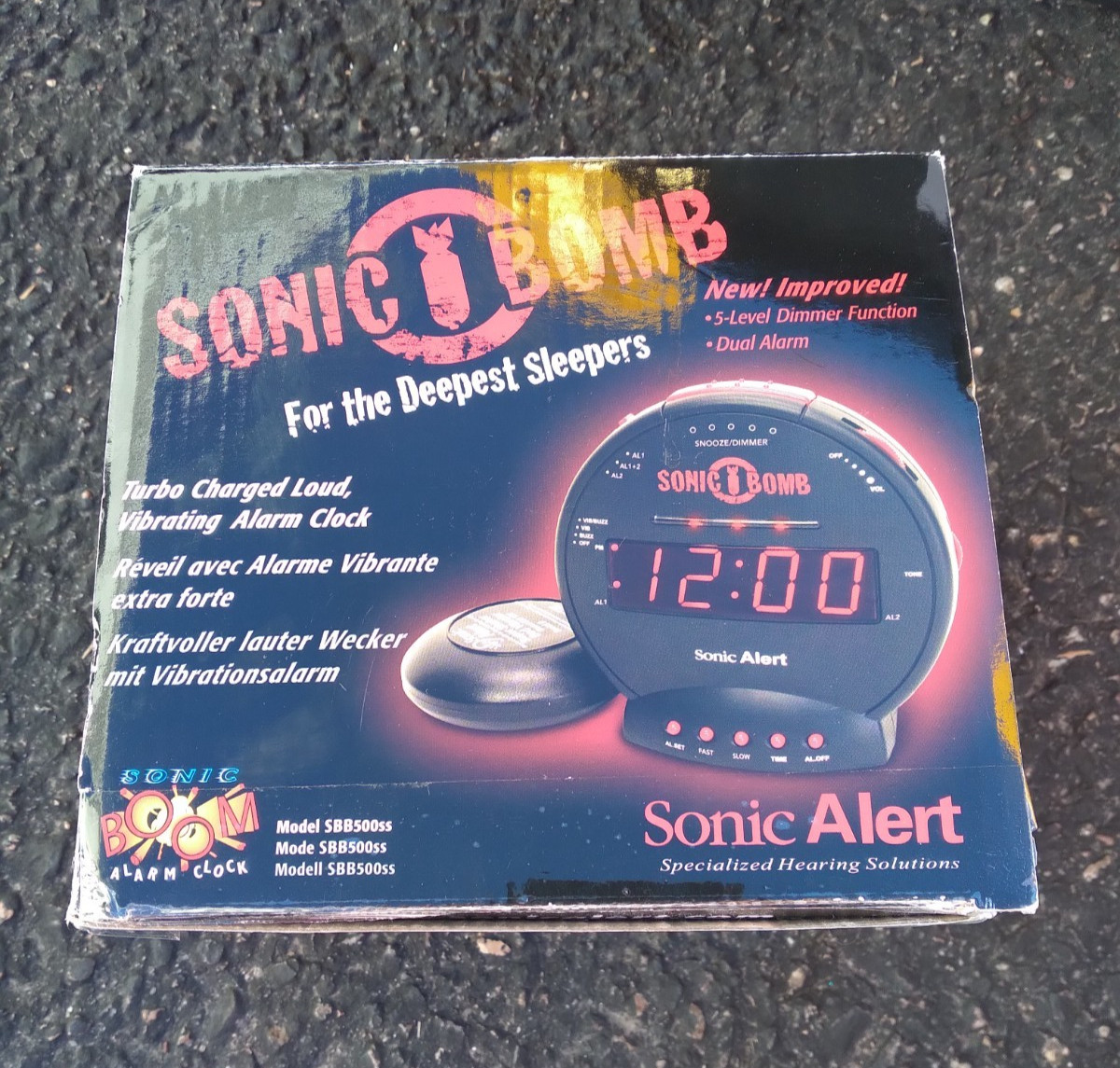 Sonic Bomb Alarm Clock Black Tested
