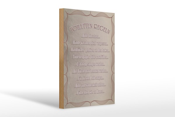 Holzschild Spruch 20X30 Cm Toiletten Regeln Bitte Hinsetzen Schild Wooden Sign-image