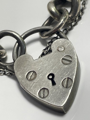 Vintage 'Georg Jensen GLtd' sterling silver 925 bracelet & heart padlock 32.14g - Picture 3 of 18