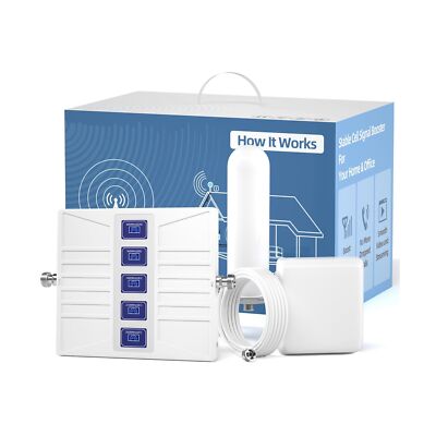 2G 3G 4G LTE 5G Cell Phone Signal Booster Up to 5,000 sq ft, Band 2/4/5/7/28/...