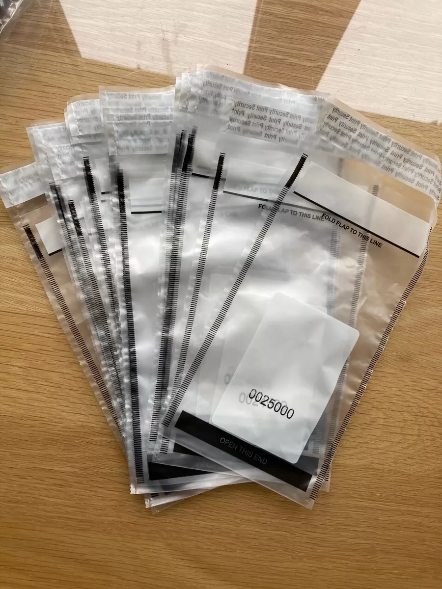 Plastic money outlet bags for notes