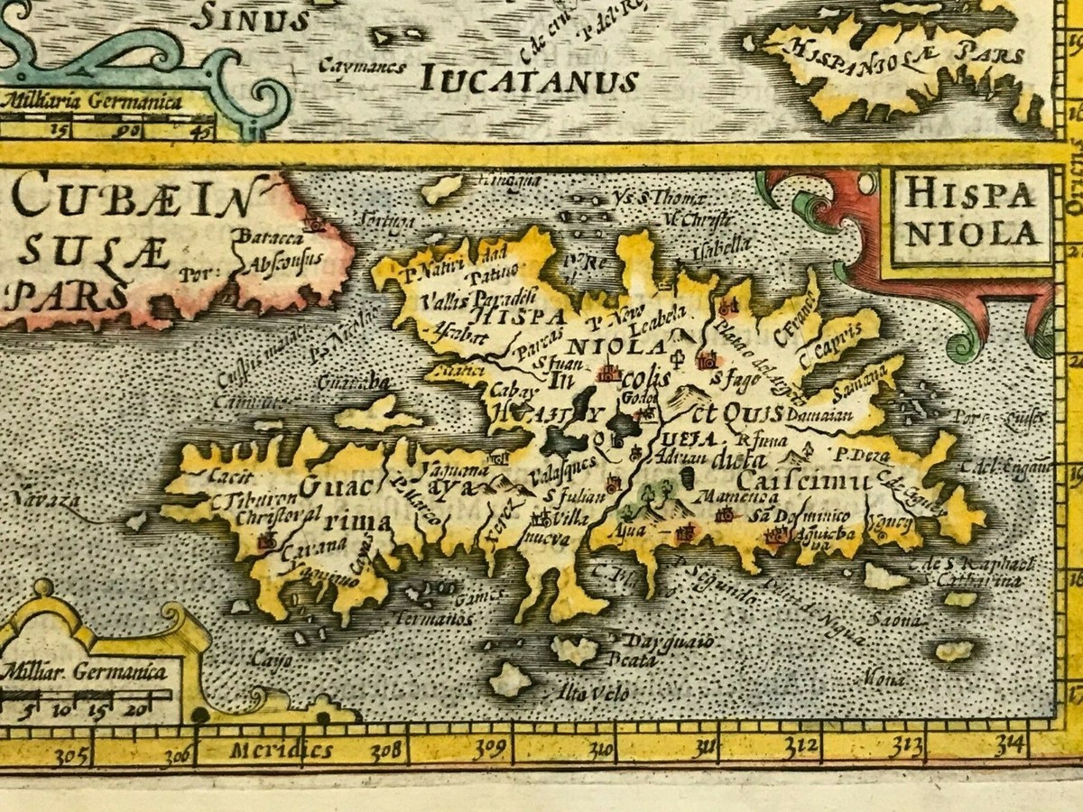 HISPANIOLA CUBA 1613 MERCATOR HONDIUS ATLAS MINOR NICE