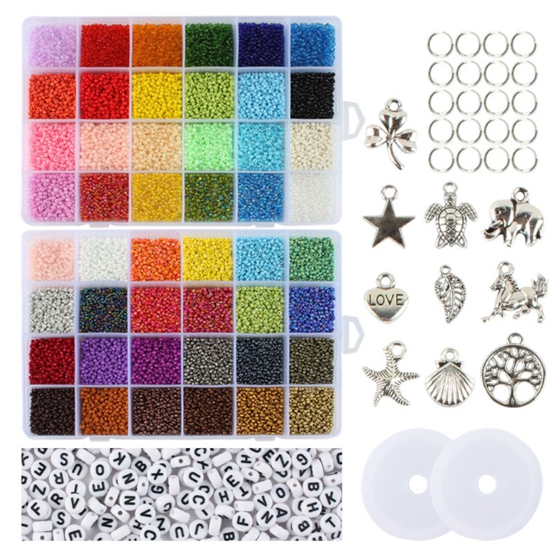 Craft Beads for Jewelry Making Glass Seed Set DIY Art Elastic String