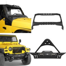 Max Windshield Guard Stinger Front Bumper Combo For Jeep Wrangler 97-06 Tj